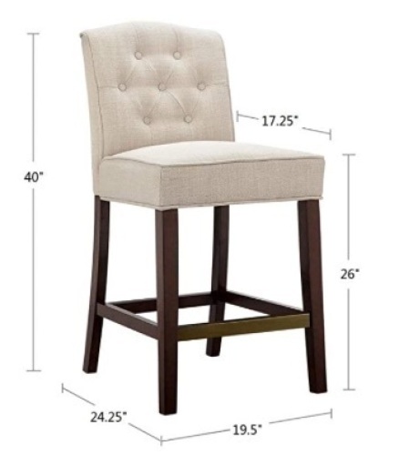 Madison Park Marian Tufted Counter Stool, Tan/Espresso, Appears New/Damaged Box - Lot 641