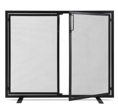 2-Door Wrought Iron Fireplace Screen w/ Magnetic Doors, 38.5x41in, Black, Appears New - Lot 643