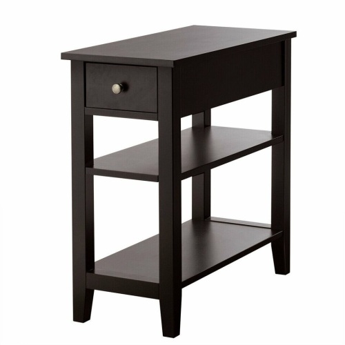 3-Tier Nightstand Bedside Table Sofa Side With Double Shelves Drawer - Lot 764