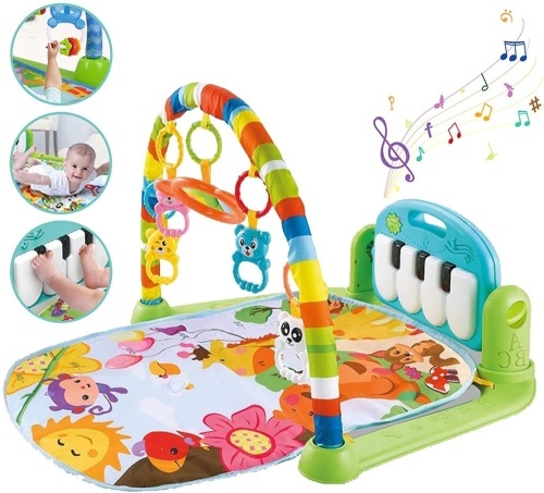 Play Mat Activity Gym with Kick Piano Keyboard, Baby Jungle Gym Mat - Lot 1527