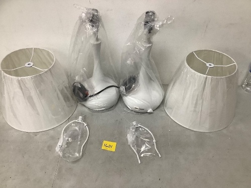 Set of (2) White Lamps w/ USB Plug - Lot 1601