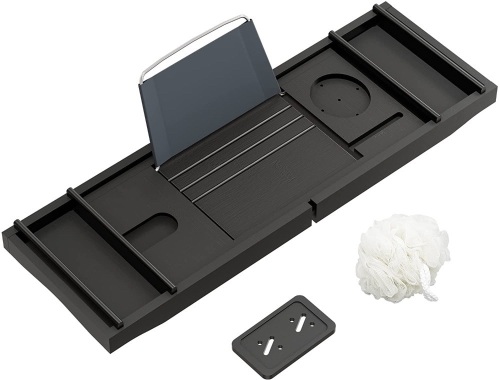 Domax Bathtub Caddy Tray Expandable Bamboo Tub Tray for Luxury Bath with Book Holder and Free Soap Dish - Lot 1661