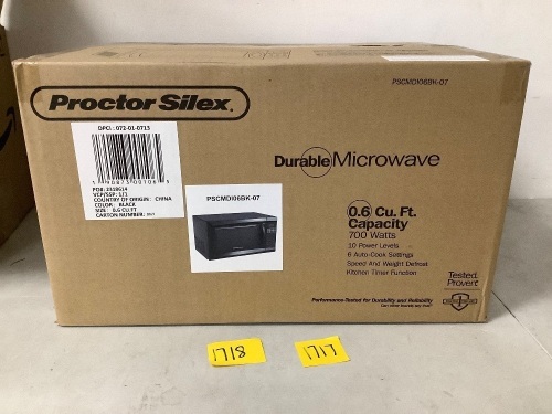 Procter Silex 0.6 cu ft 700 Watt Microwave - Lot 1718