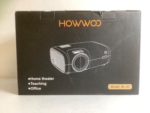 Howwoo Multimedia Projector, Untested, Missing Cord, E-Comm Return - Lot 373