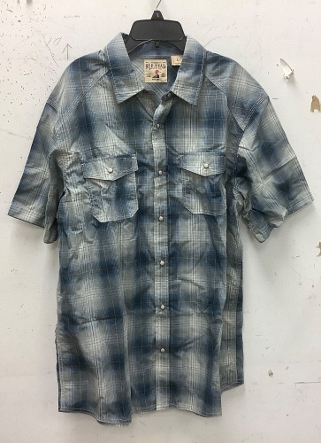 RedHead Mens Short Sleeve Button Down Shirt, L, E-Commerce Return - Lot 466