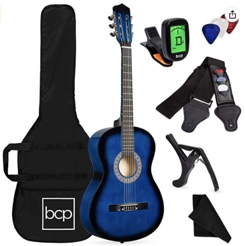 Best Choice Products 38in Beginner All Wood Acoustic Guitar Starter Kit w/Gig Bag, Appears New - Lot 291