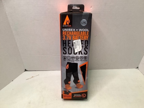 Actionheat Unisex Rechargeable 3.7 Battery Heated Socks, L/XL, Ecommerce Return - Lot 489a