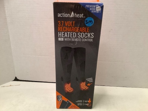 Action Heat 3.7 Volt Rechargeable Heated Socks, Small, Ecommerce Return - Lot 509