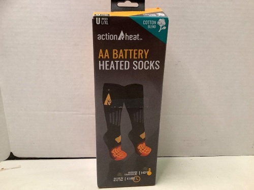 Action Heat AA Battery Heated Socks, Large, Powers On, Ecommerce Return - Lot 552
