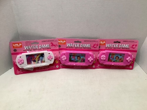 Lot of (3) Water Game, 1 with cracked screen and broken piece, Ecommerce Return - Lot 685