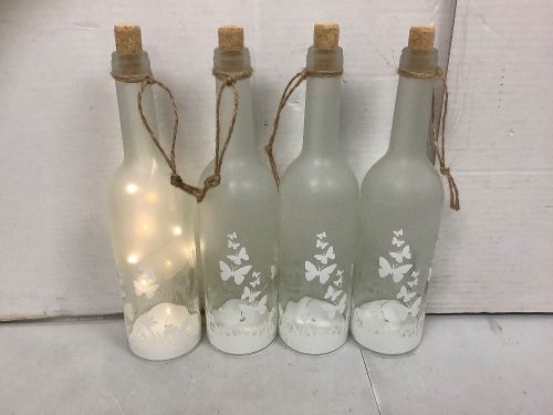 Lot of (4) Light Up Glass Bottles, Powers Up, New - Lot 148