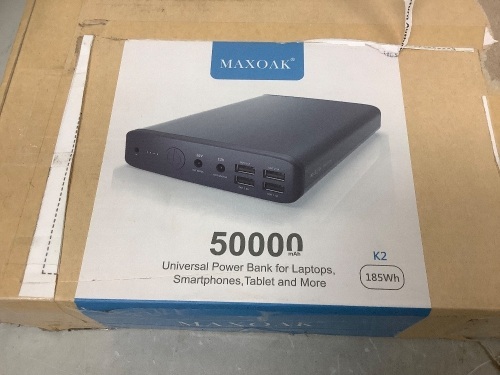 Maxoak 50000mAh Universal Power Bank, Powers Up, Appears New - Lot 304
