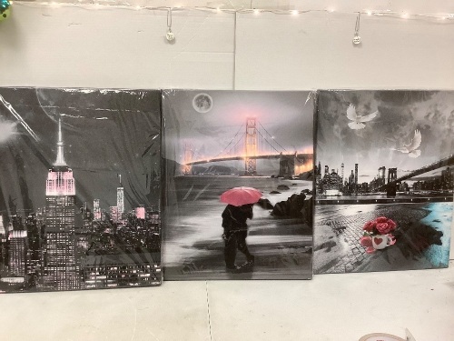 Lot of (3) Decorative Canvases, New - Lot 318
