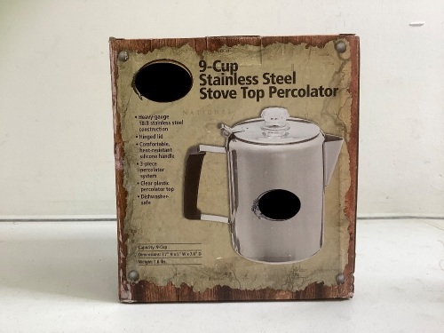 9-Cup Stainless Steel Stove Top Percolator, E-Commerce Return - Lot 424
