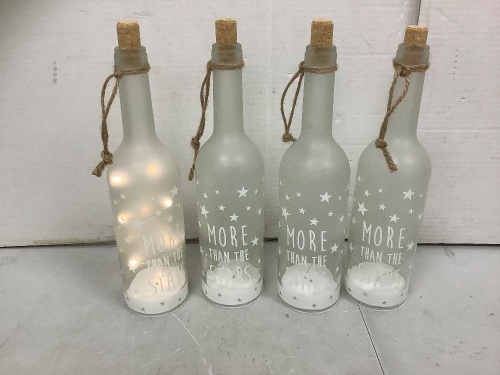 Lot of (4) Light Up Glass Bottles, Powers Up, New - Lot 438