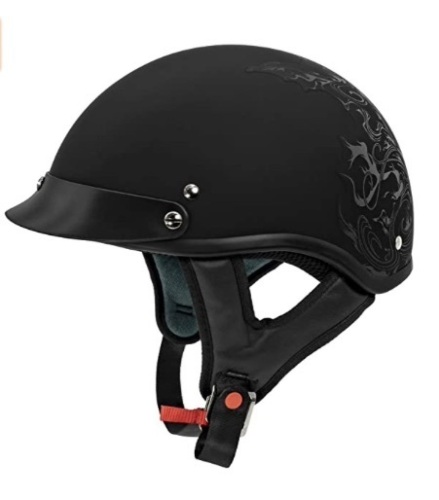 VCAN Cruiser Solid Half Face Motorcycle Helmet, S, Appears New - Lot 499