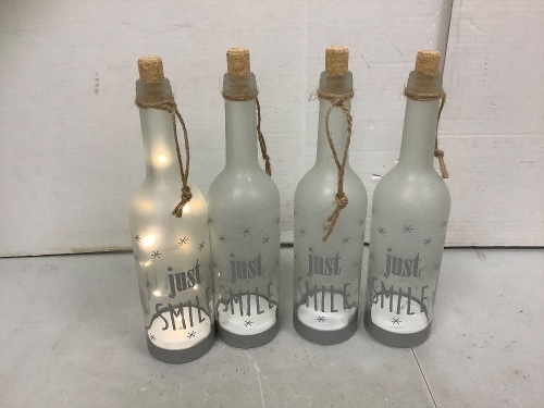 Lot of (4) Light Up Glass Bottles, Powers Up, New - Lot 763