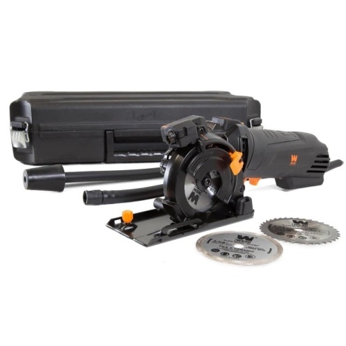 4.2-Amp 3-3/8-Inch Plunge Cut Compact Circular Saw with Laser, Carrying Case, and Three Blades - Lot 112