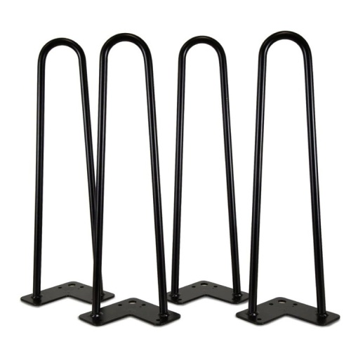 16-Inch Mid-Century Modern Satin Black Hairpin Table Legs, 1/2" Diameter, Set of 4 - Lot 136