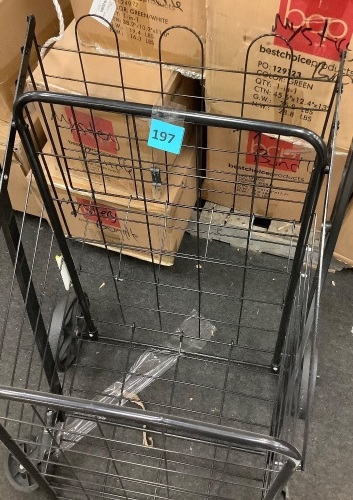 Folding Steel Grocery Cart w/ Double Basket, Swivel Wheels, 220lb Cap - Lot 197