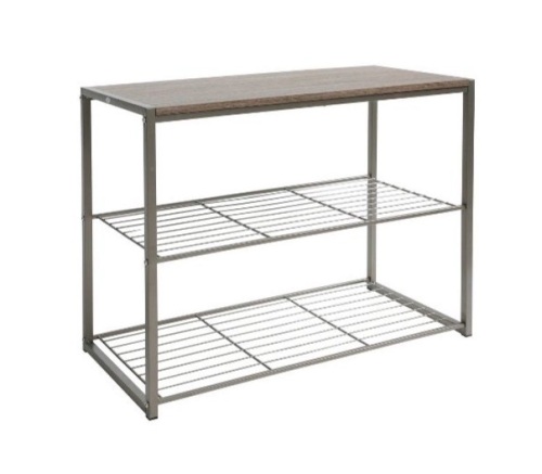 3 Tier Shoe Rack with Rustic Oak Finish Top - Lot 257