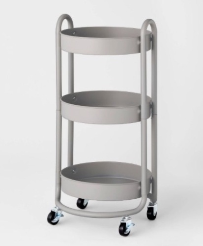 3 Tier Round Metal Utility Cart, Gray, Appears New - Lot 323