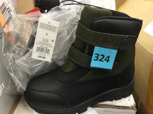 Kid's Black & Olive Boots, Size 5, Appears New - Lot 324