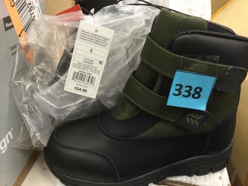 Kid's Black & Olive Boots, Size 5, Appears New - Lot 338