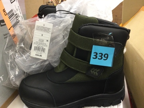 Kid's Black & Olive Boots, Size 5, Appears New - Lot 339