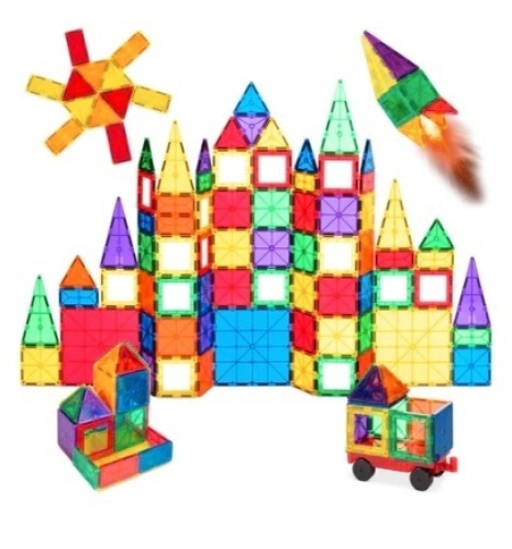 Magnetic Building Tiles, 110 Pieces, Rainbow, Appears New/Damaged Box - Lot 361
