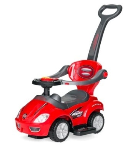 3-in-1 Kids Push Car w/ Handle and Horn, Red, Appears New - Lot 412