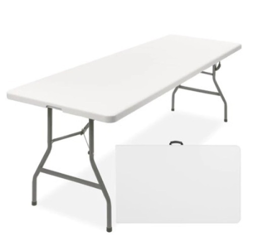 8ft Portable Folding Plastic Dining Table w/ Handle & Lock, White, Appears New - Lot 414