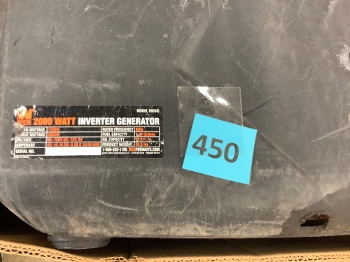 Super Quiet 2000-Watt Portable Inverter Generator with Fuel Shut Off, CARB Compliant - Lot 450