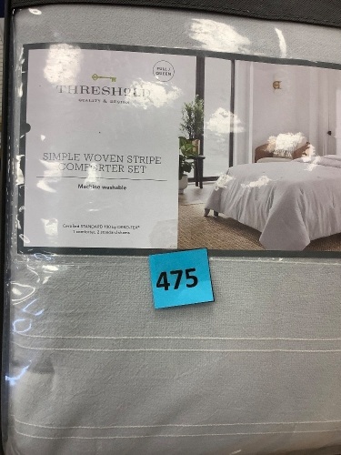 Simple Woven Stripe Comforter & Sham Set - Full/Queen - Lot 475