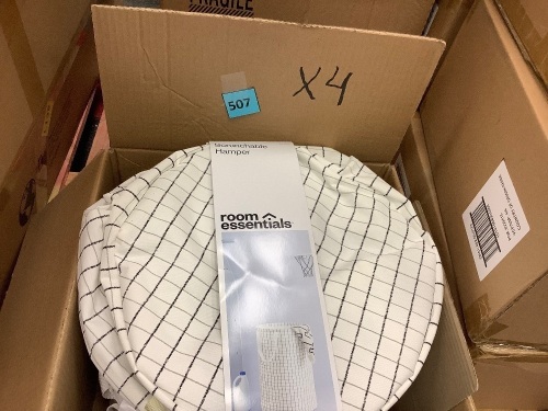 Case of (4) Soft Sided Scrunchable Round Laundry Hamper - Lot 507
