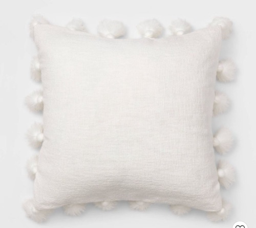 Threshold Square Textured Cotton Tassel Decorative Throw Pillow (x2), White, Appears New - Lot 580