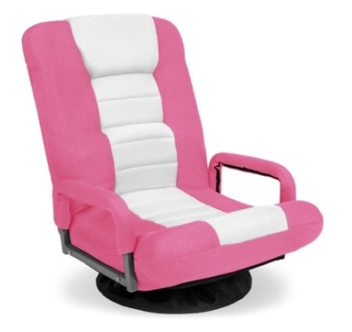 Gaming Floor Chair w/ 360-Degree Swivel, Armrest, & Adjustable Backrest, Pink/White, Appears New - Lot 650