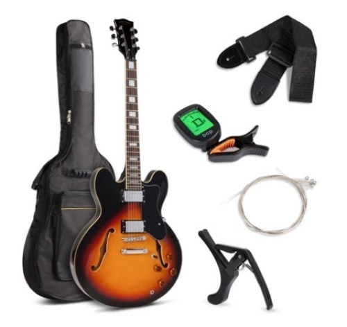 All-Inclusive Semi-Hollow Body Electric Guitar Set, Sunburst, Appears New - Lot 653