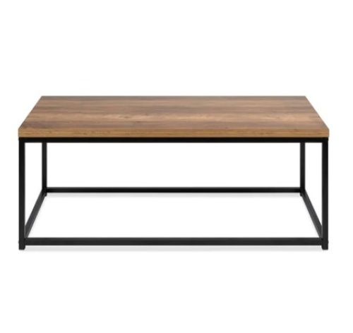 44in Modern Industrial Rectangular Wood Grain Coffee Table w/ Metal Frame, Appears New/ Damaged Box - Lot 665