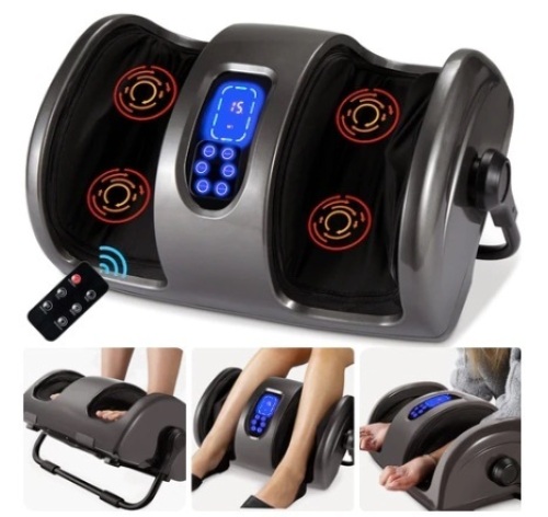 Reflexology Shiatsu Foot Massager w/ High-Intensity Rollers, Remote Control, Gray, Appears New - Lot 670