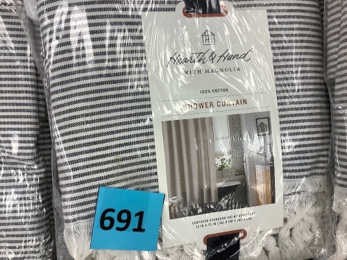 Striped Knotted Fringe Shower Curtain - Lot 691
