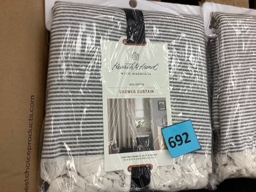 Striped Knotted Fringe Shower Curtain - Lot 692