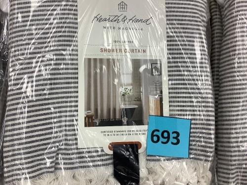 Striped Knotted Fringe Shower Curtain - Lot 693