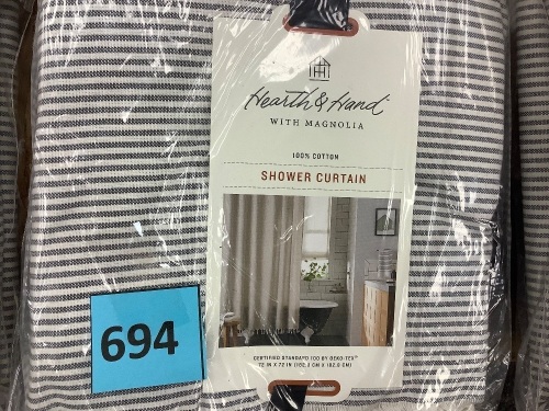 Striped Knotted Fringe Shower Curtain - Lot 694