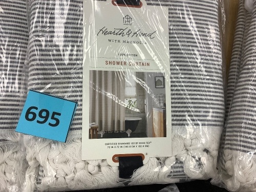 Striped Knotted Fringe Shower Curtain - Lot 695