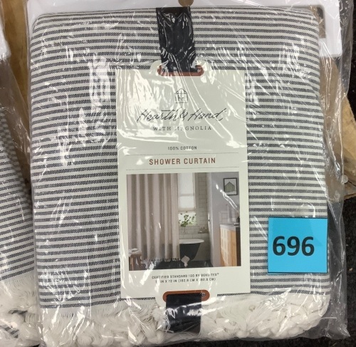 Striped Knotted Fringe Shower Curtain - Lot 696