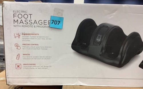 Therapeutic Foot Massager w/ High Intensity Rollers, Remote, 3 Modes - Lot 707