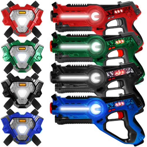 Set of 4 Infrared Laser Tag Guns and Vests for Kids & Adults - Lot 592