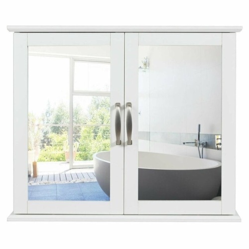 2-Tier Bathroom Wall-Mounted Mirror Storage Cabinet With Handles - Lot 1274