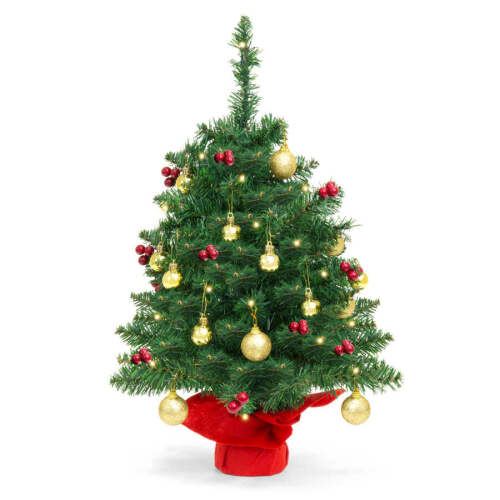 22in Tabletop Christmas Tree w/ Lights, Berries, Ornaments - Lot 2047